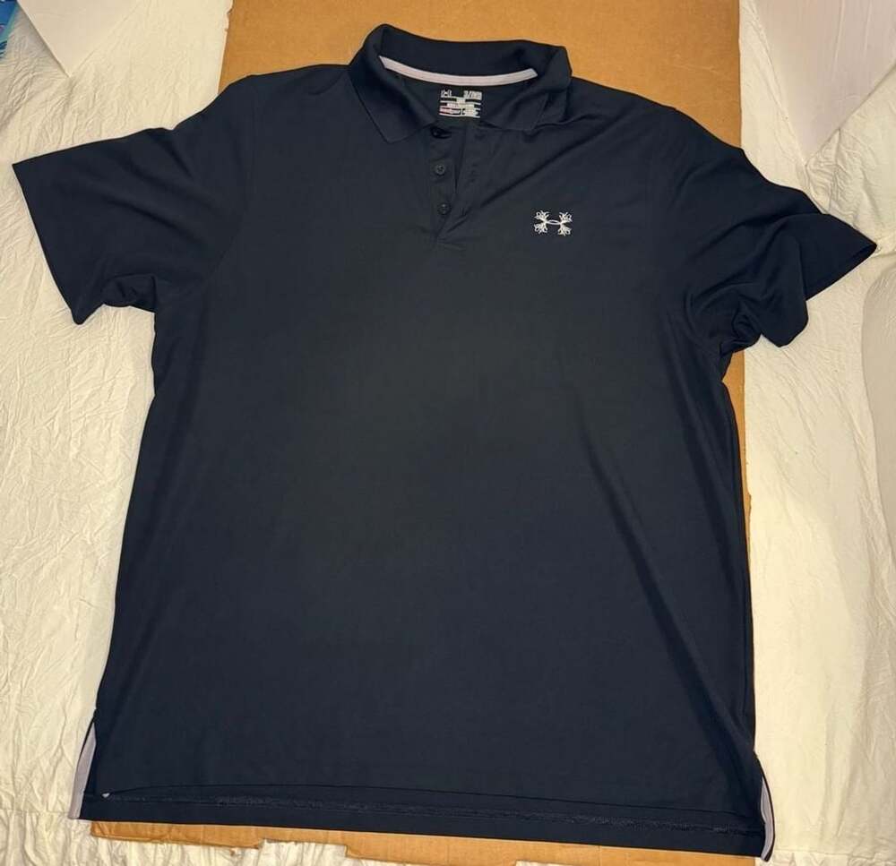 Under Armour HeatGear Black Short Sleeve Polo Shirt XL Antler Logo